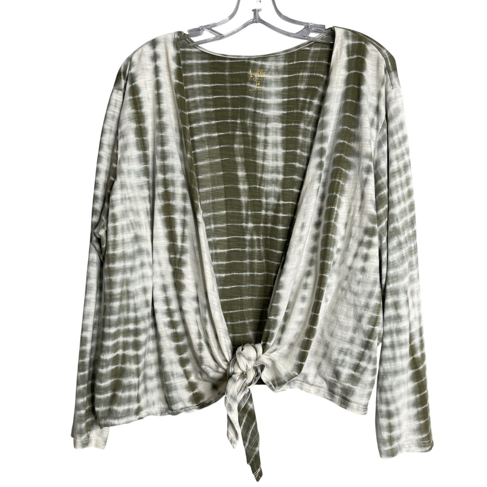 Belle By Kim Gravel Cardigan Womens XL Green Tie Front Shrug‎ Lightweight Open